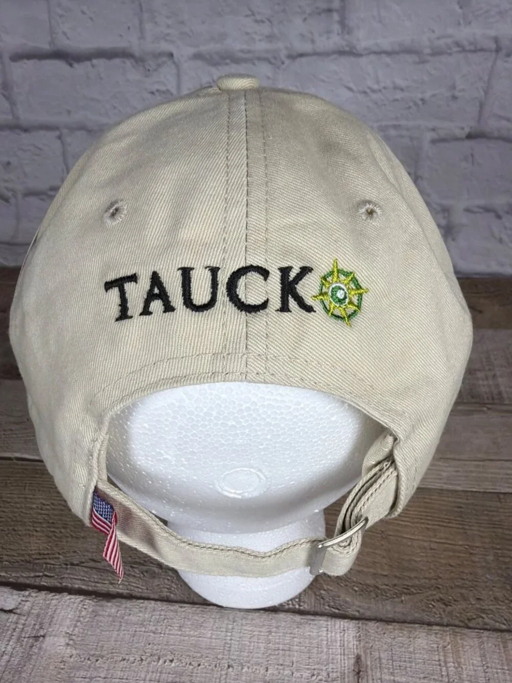 Tauck 100th Anniversary Baseball Cap Bayside Made USA Beige Cotton Travel Hat OS
